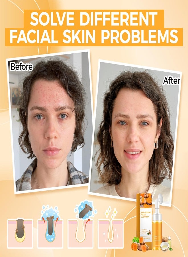 Silvercell Turmeric Facial Cleanser, Turmeric Face Wash, Glow Wash Facial Cleanser Easy to Use, Foaming Facial Cleanser Deep Cleaning Turmeric Foaming Face Wash Moisturizing for All Skin (1) - Image 3